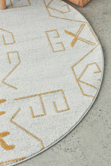Cala Paradise Cream & Gold Modern Round Rug